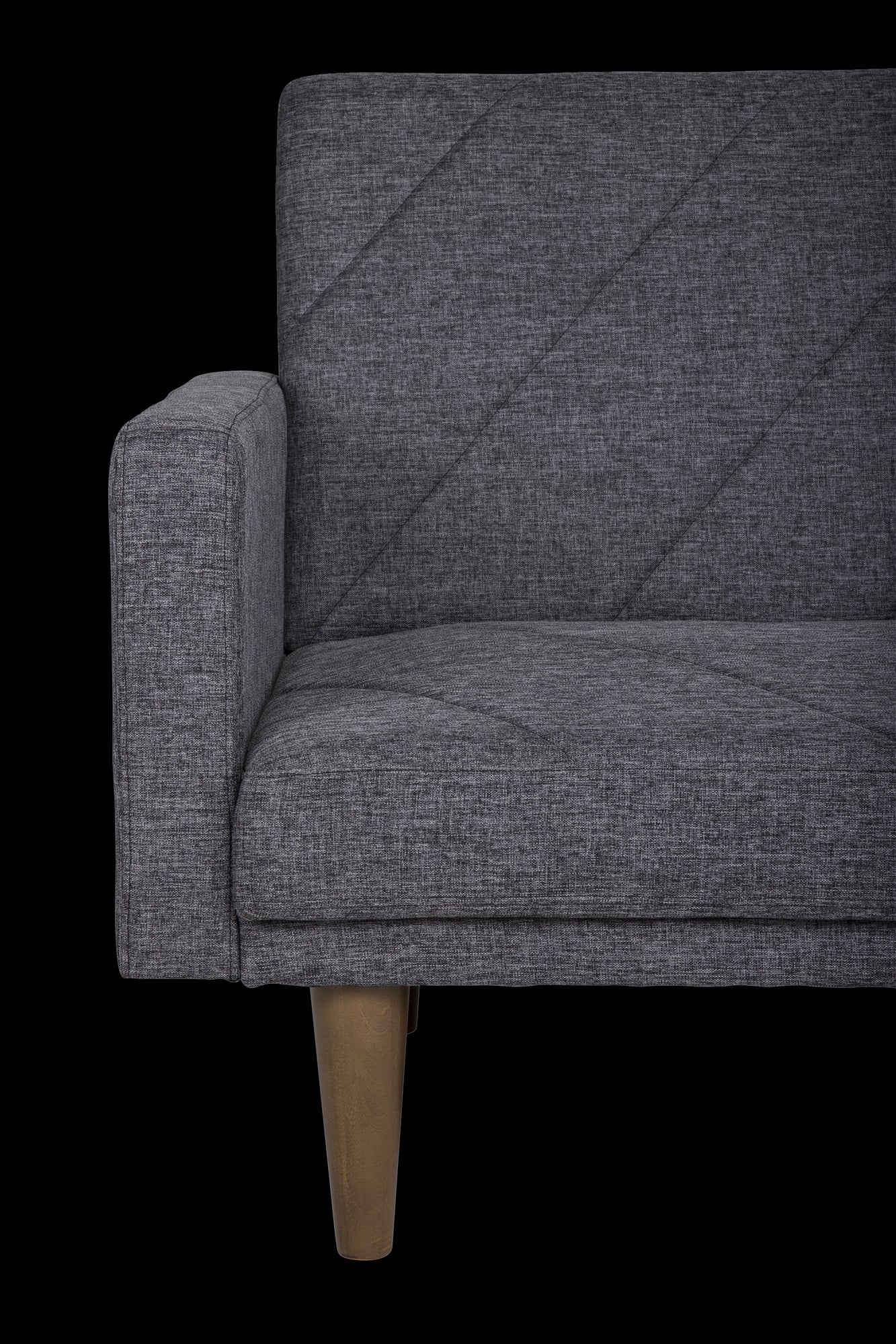Paxson Futon with Solid Wood Legs and Diagonal Design - Dark Gray
