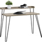 Haven Retro Computer Desk with Riser and Metal Hairpin Legs - Distressed Gray Oak