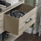 Landon Retro Bookcase with 4 Fabric Bins with Wood Grain Fronts - Distressed Gray Oak
