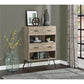 Landon Retro Bookcase with 4 Fabric Bins with Wood Grain Fronts - Distressed Gray Oak