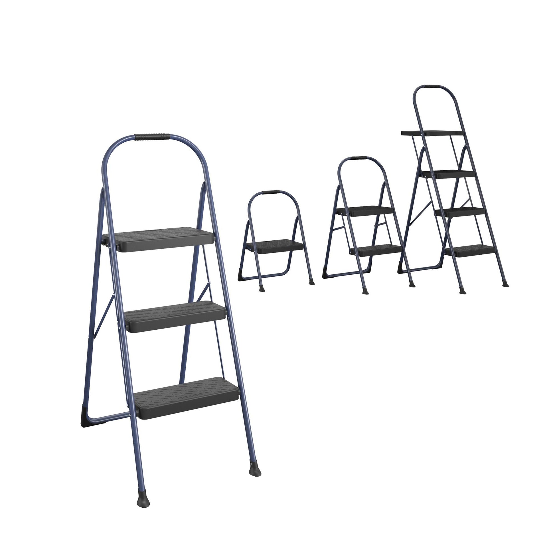 Multi-Step Folding Step Stool with 225 lb Weight Capacity - Navy - 3 Step 