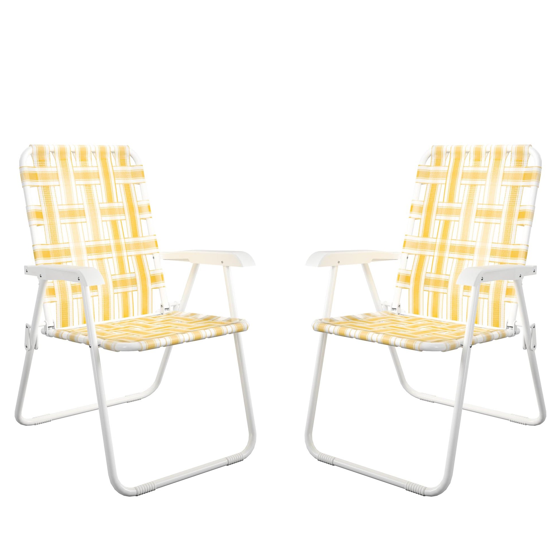 Novogratz Poolside Gossip, Priscilla Folding Chairs, 2-Pack, Yellow - Yellow - 2-Pack