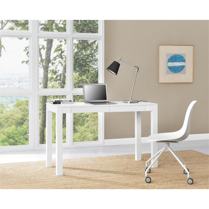 Large Parsons Computer Desk with 2 Drawers - White