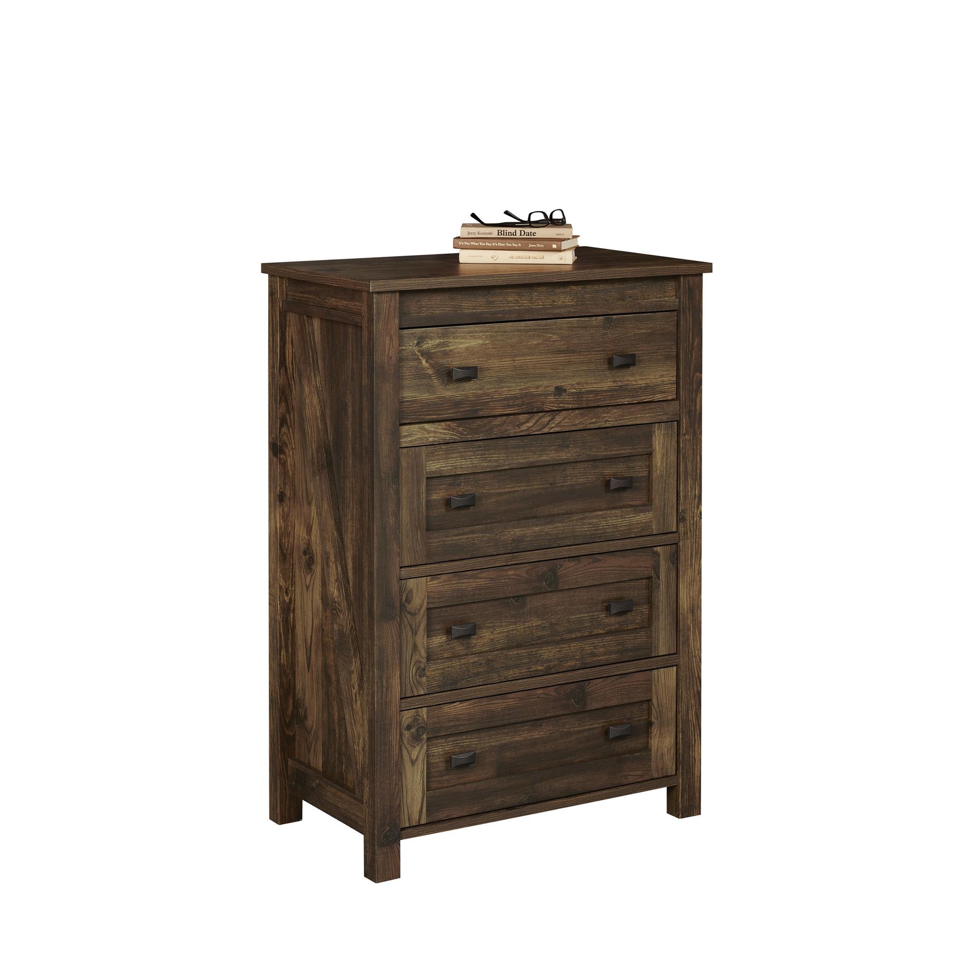 Farmington 4 Drawer Rustic Farmhouse Dresser with Linen Interiors - Rustic