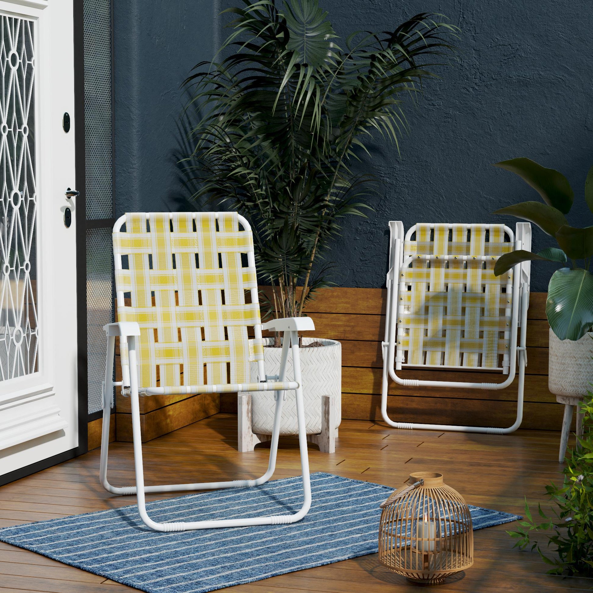 Novogratz Poolside Gossip, Priscilla Folding Chairs, 2-Pack, Yellow - Yellow - 2-Pack