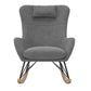 Robbie Rocker Accent Chair with Storage Pockets and Matching Pillow Headrest - Gray