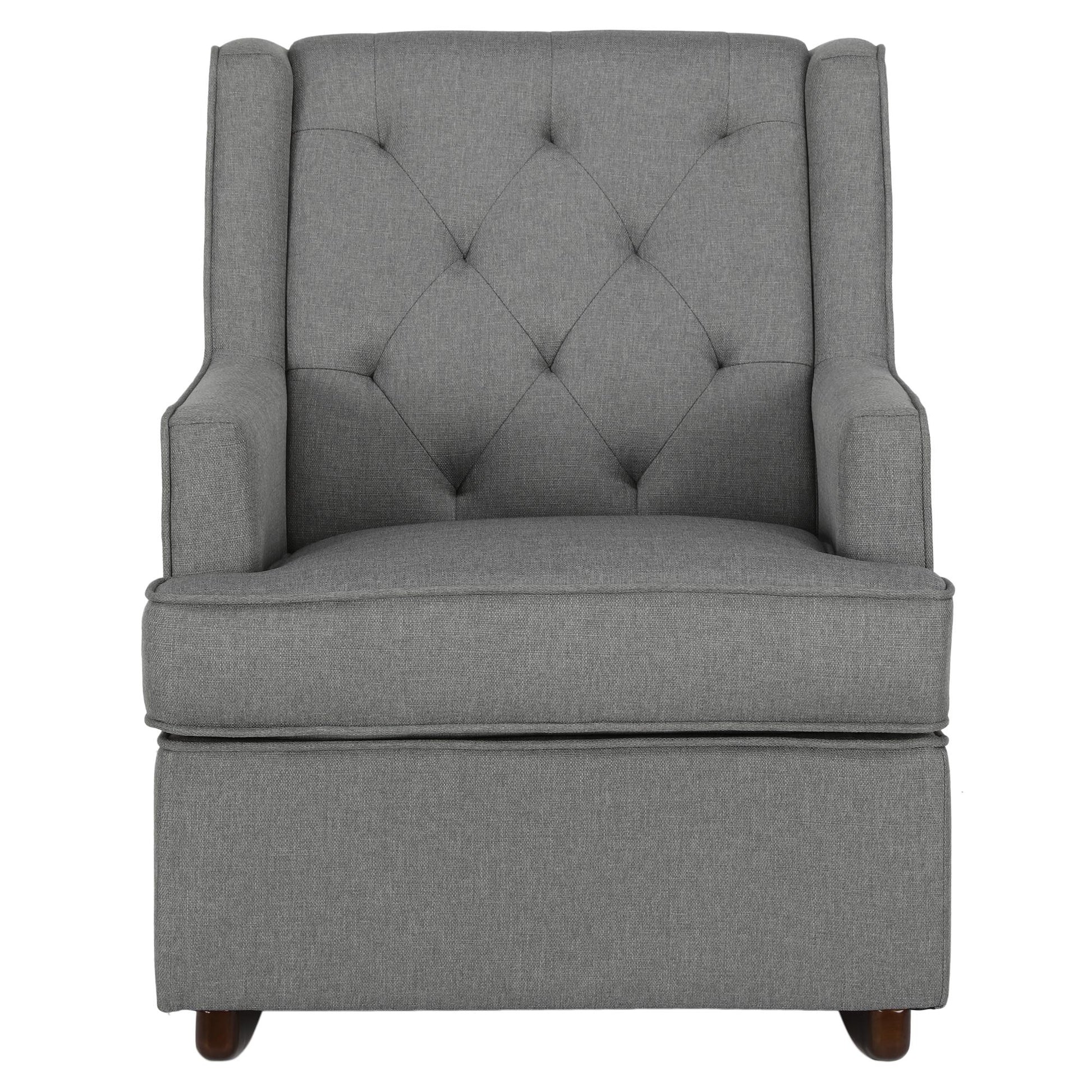 Bennet Transitional Wingback Linen Upholstered Nursery Rocker Chair - Grey Linen