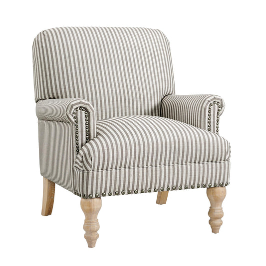 Jaya Upholstered Accent Chair with Solid Wood Feet - Beige Stripe