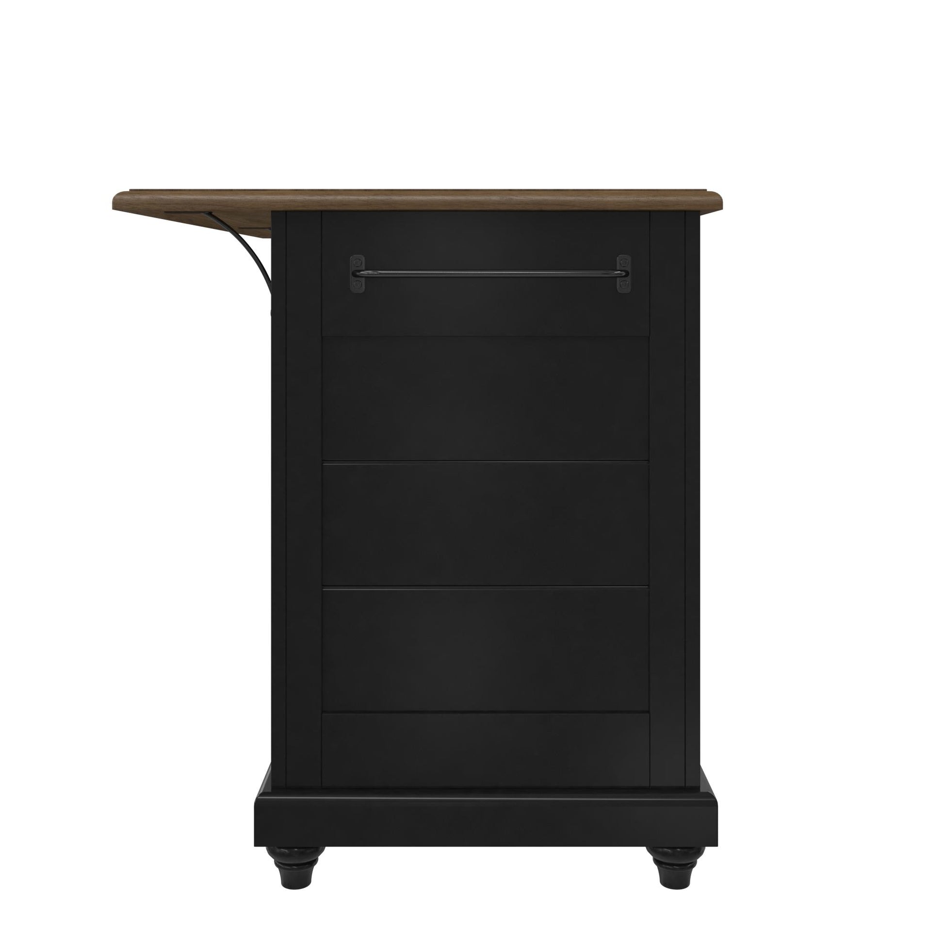 DHP Kelsey Kitchen Island with 2 Stools and Drawers, Black - Black