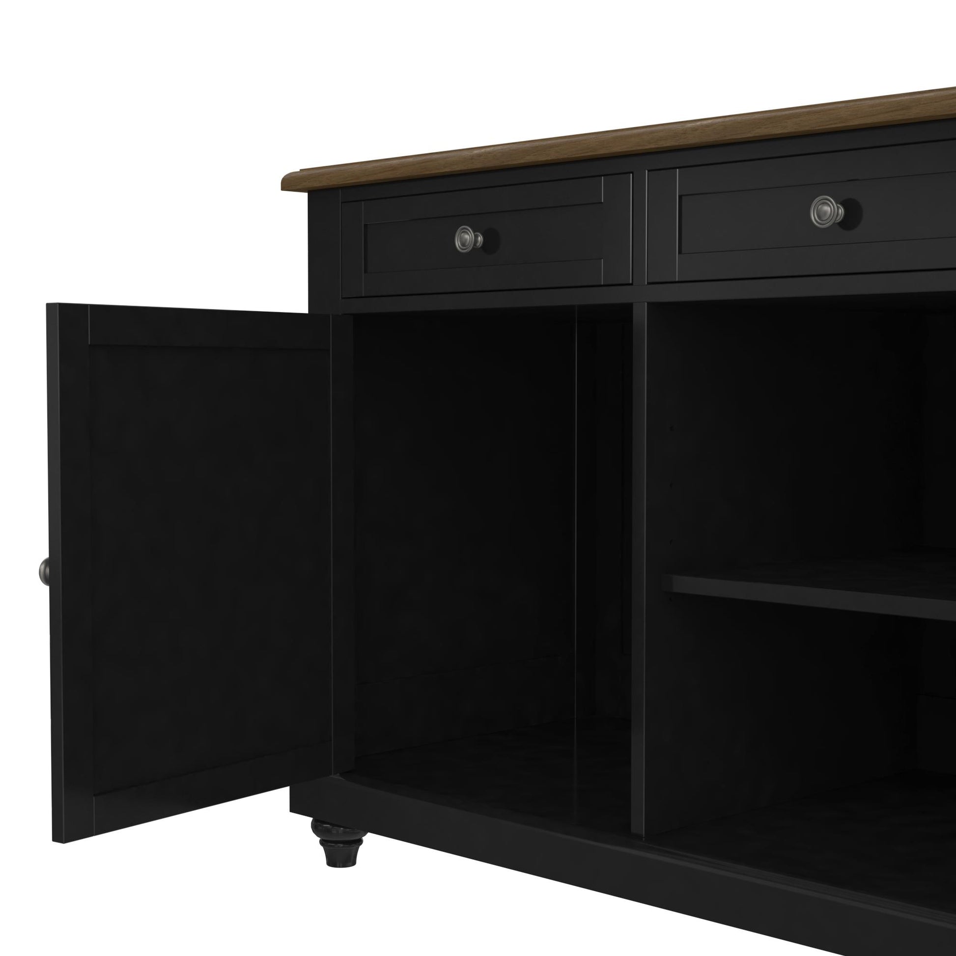 DHP Kelsey Kitchen Island with 2 Stools and Drawers, Black - Black