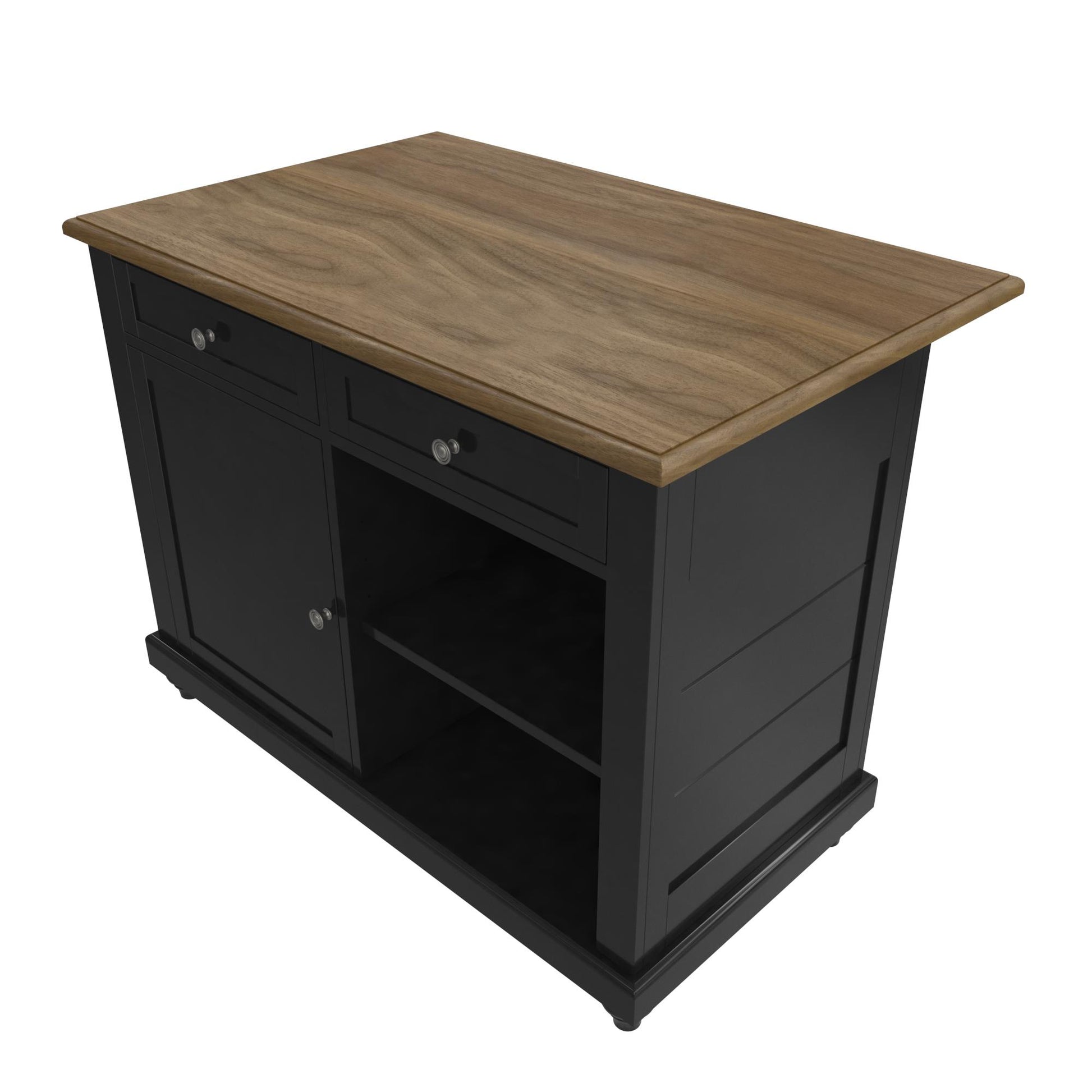 DHP Kelsey Kitchen Island with 2 Stools and Drawers, Black - Black