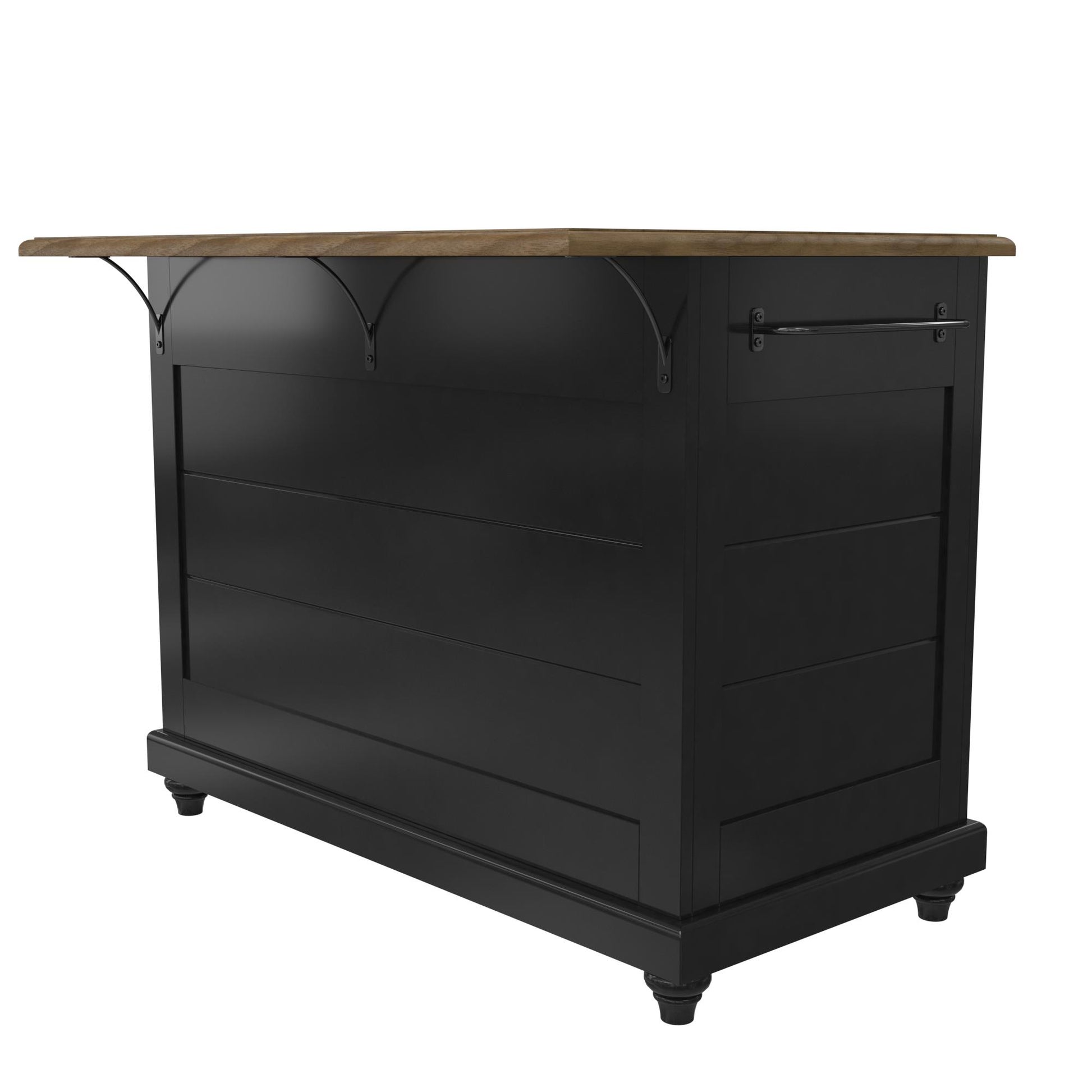 DHP Kelsey Kitchen Island with 2 Stools and Drawers, Black - Black