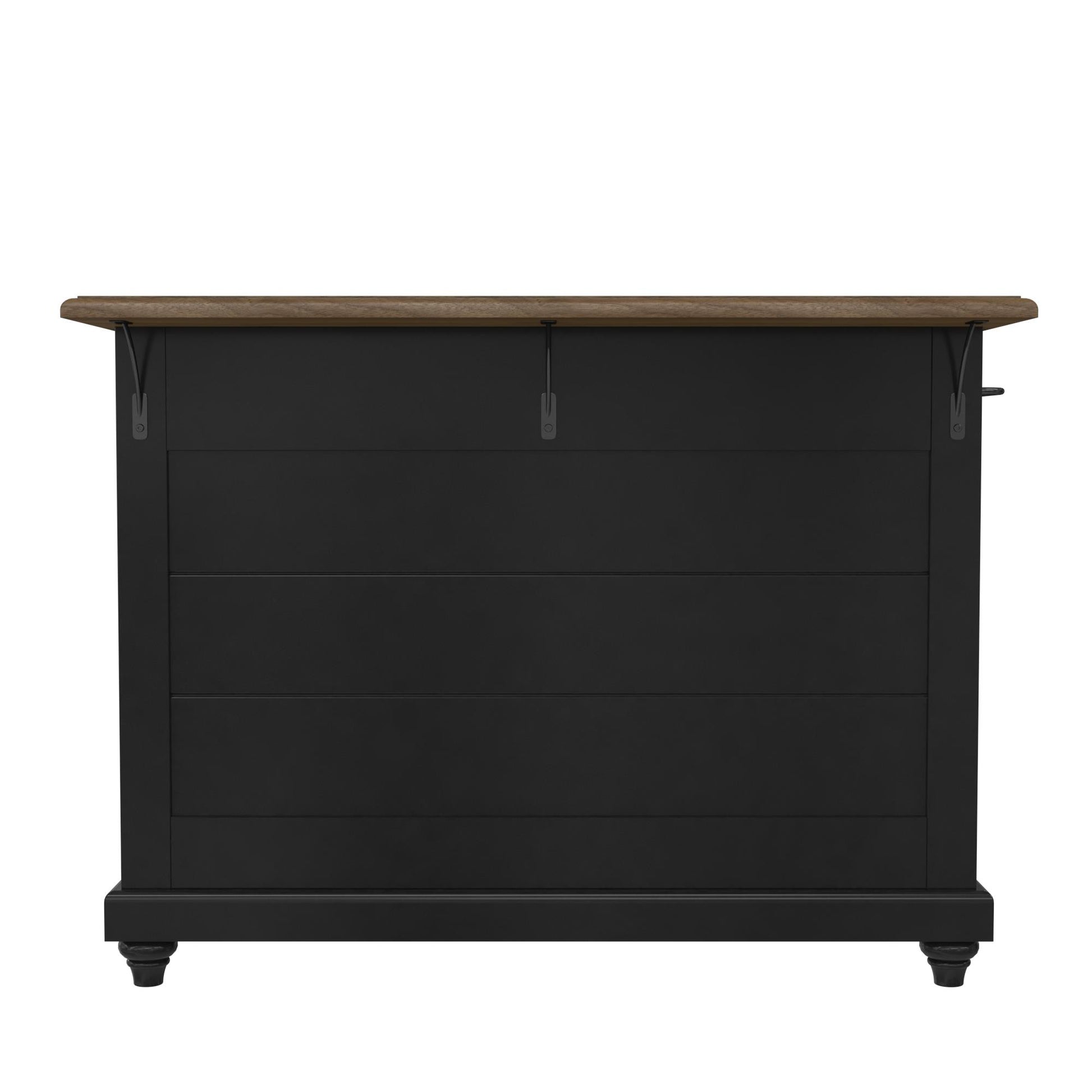 DHP Kelsey Kitchen Island with 2 Stools and Drawers, Black - Black