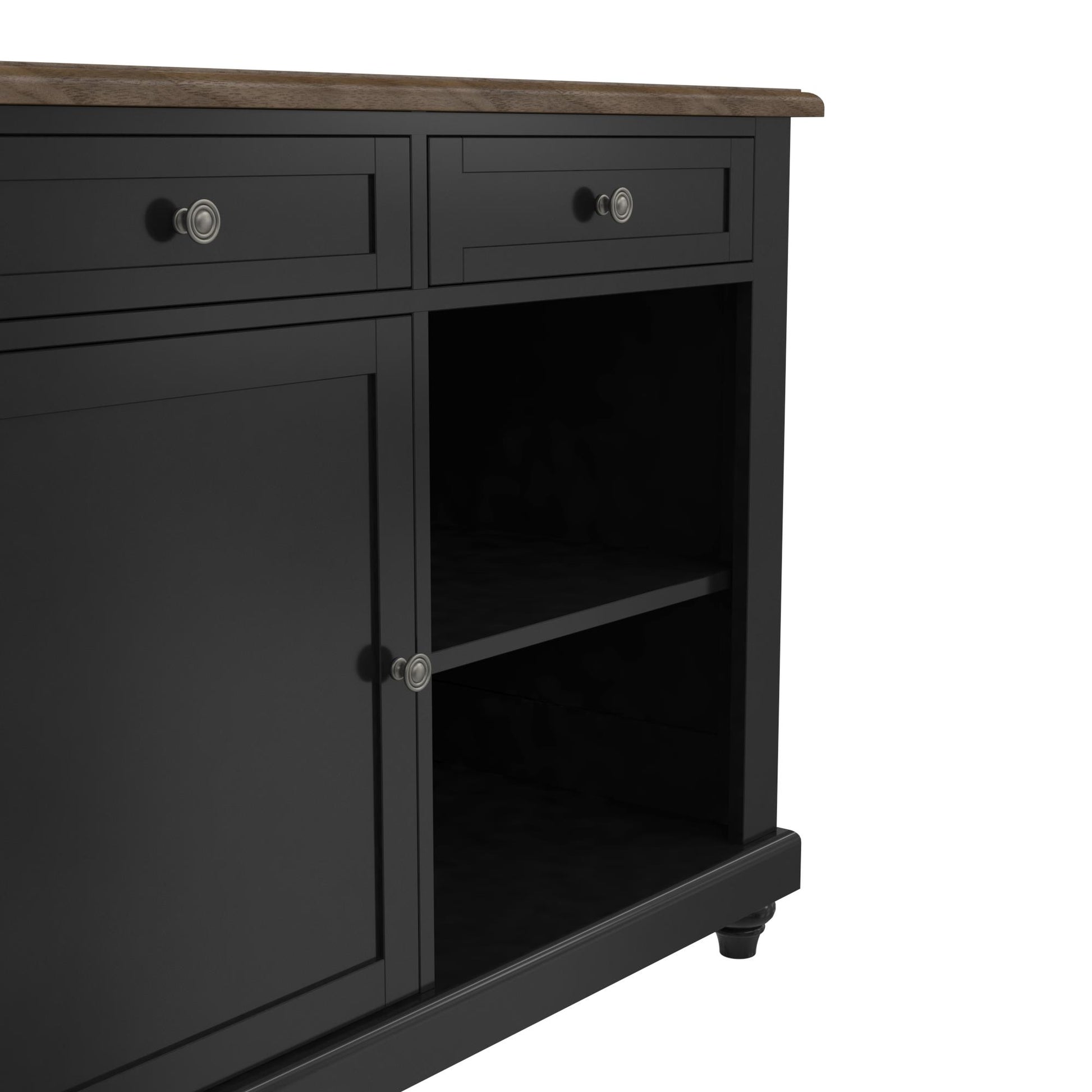 DHP Kelsey Kitchen Island with 2 Stools and Drawers, Black - Black