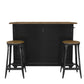 DHP Kelsey Kitchen Island with 2 Stools and Drawers, Black - Black