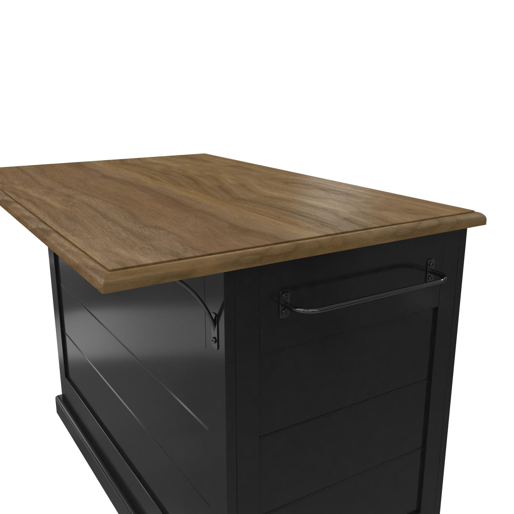 DHP Kelsey Kitchen Island with 2 Stools and Drawers, Black - Black