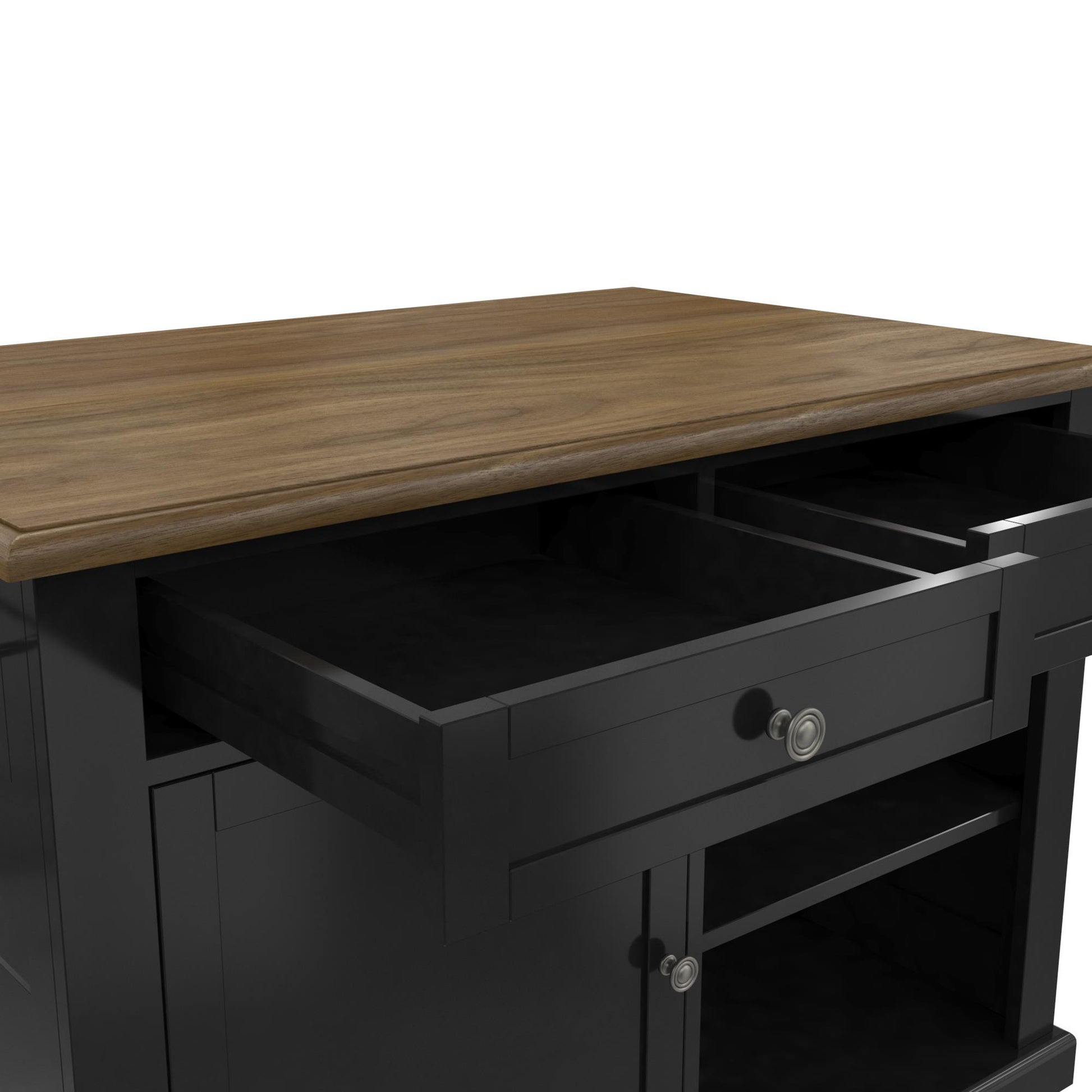 DHP Kelsey Kitchen Island with 2 Stools and Drawers, Black - Black