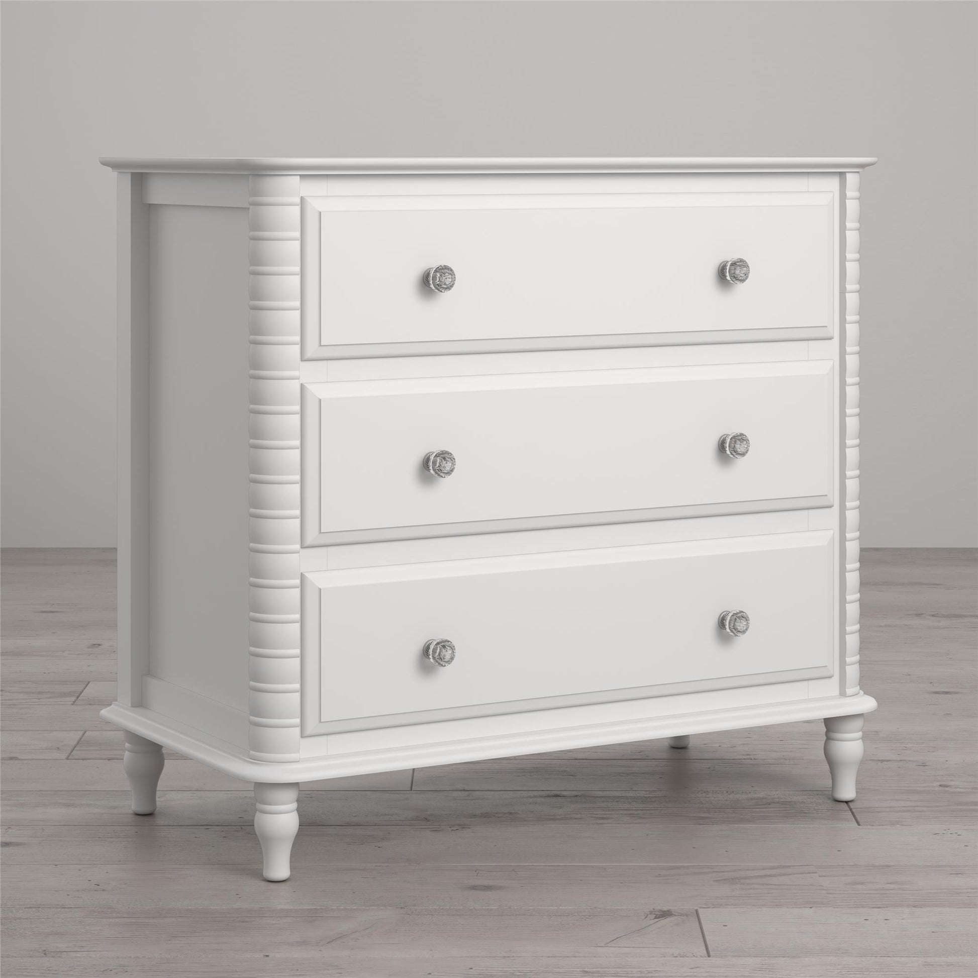 Rowan Valley Linden 3 Drawer Dresser with Wood Feet - White