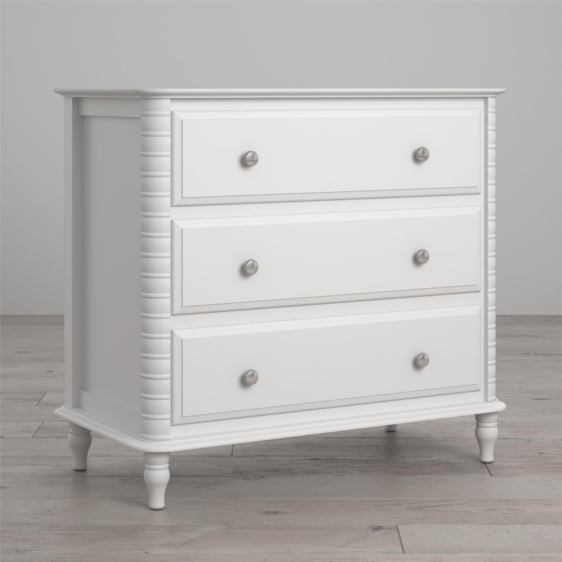 Rowan Valley Linden 3 Drawer Dresser with Wood Feet - White