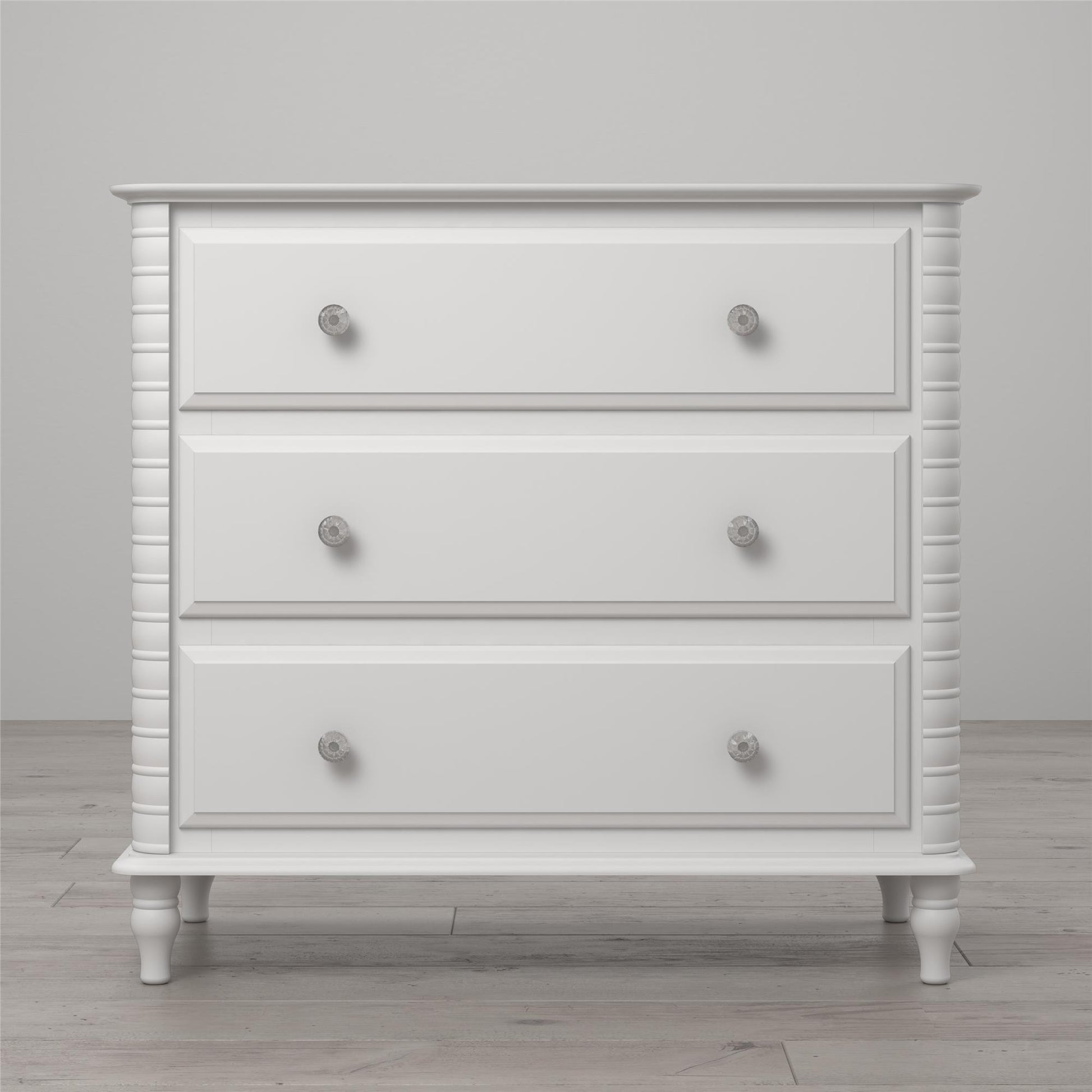 Rowan Valley Linden 3 Drawer Dresser with Wood Feet - White