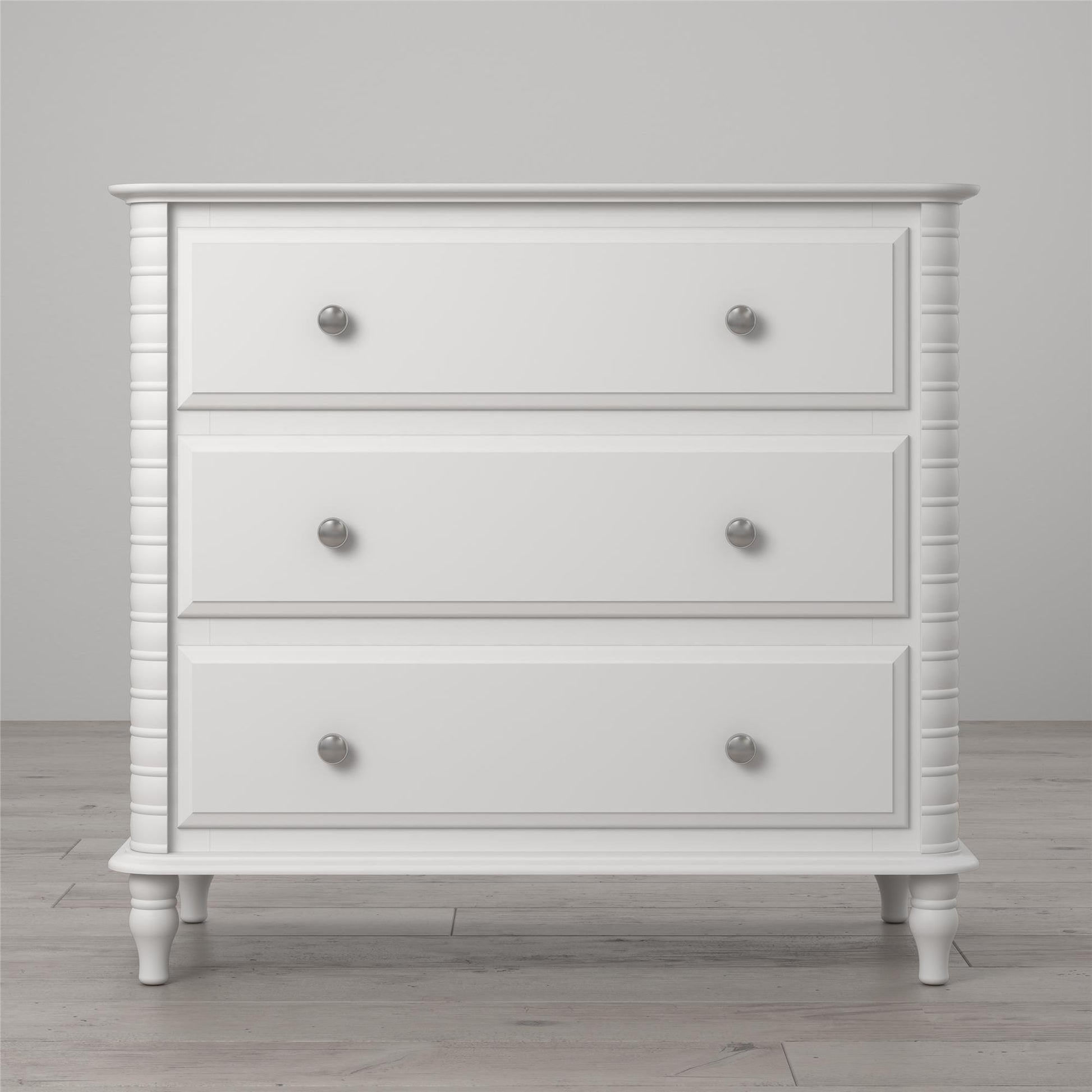Rowan Valley Linden 3 Drawer Dresser with Wood Feet - White