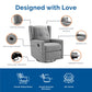 Mikayla Swivel Glider Recliner Chair Pocket Coil Seating - Grey Linen