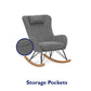 Robbie Rocker Accent Chair with Storage Pockets and Matching Pillow Headrest - Gray