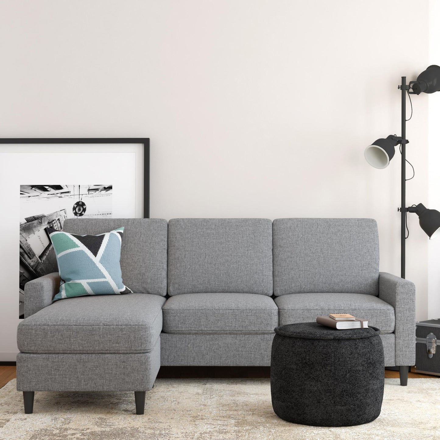 DHP Kaci Reversible Contemporary Upholstered Sectional, Gray - Gray