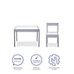 Hunter 3-Piece Kiddy Table and Chair Kids Set - Gray