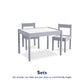 Hunter 3-Piece Kiddy Table and Chair Kids Set - Gray