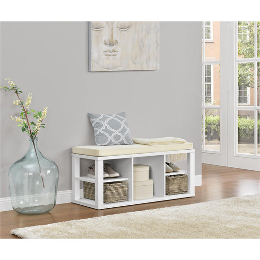 Parsons Multipurpose Storage Bench with Foam Cushion - White