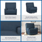 Rylan Upholstered Swivel Glider Recliner Chair with Square Back - Blue