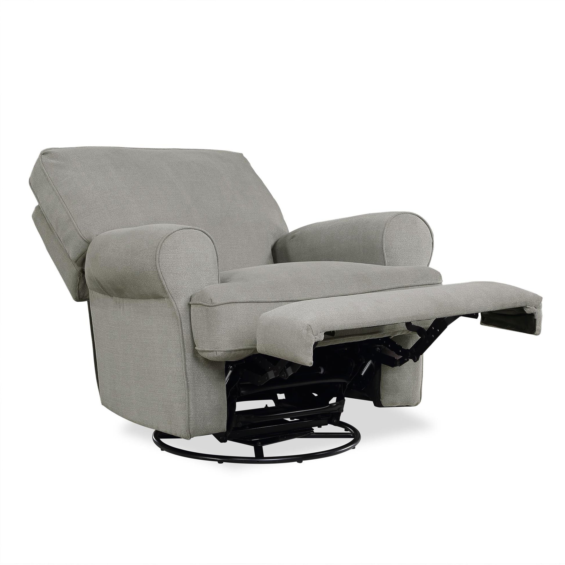 Tiana Swivel Glider Recliner Chair with Big Roll Arms and Pillowback - Gray