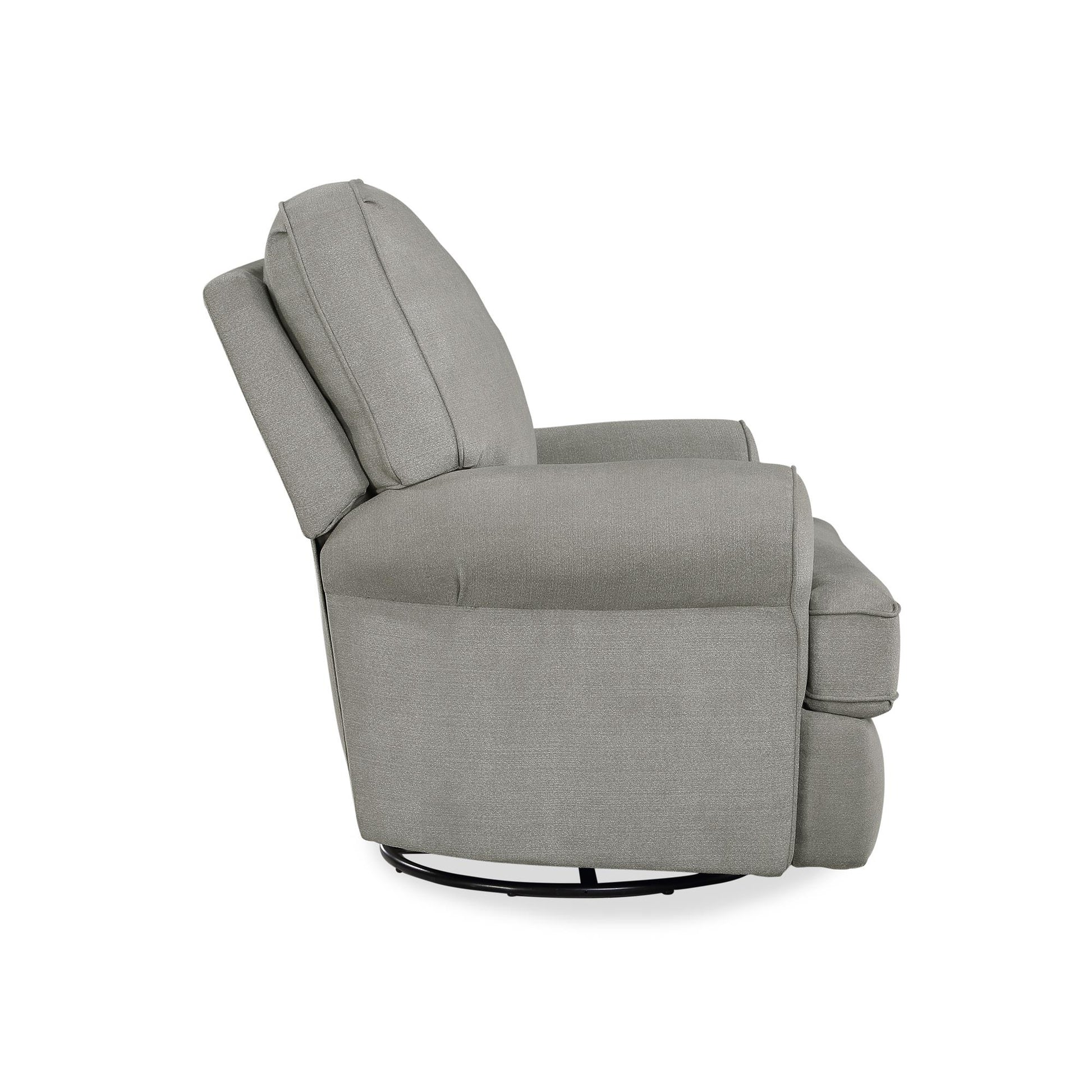 Tiana Swivel Glider Recliner Chair with Big Roll Arms and Pillowback - Gray