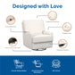 Rylan Upholstered Swivel Glider Recliner Chair with Square Back - White