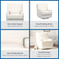 Rylan Upholstered Swivel Glider Recliner Chair with Square Back - White