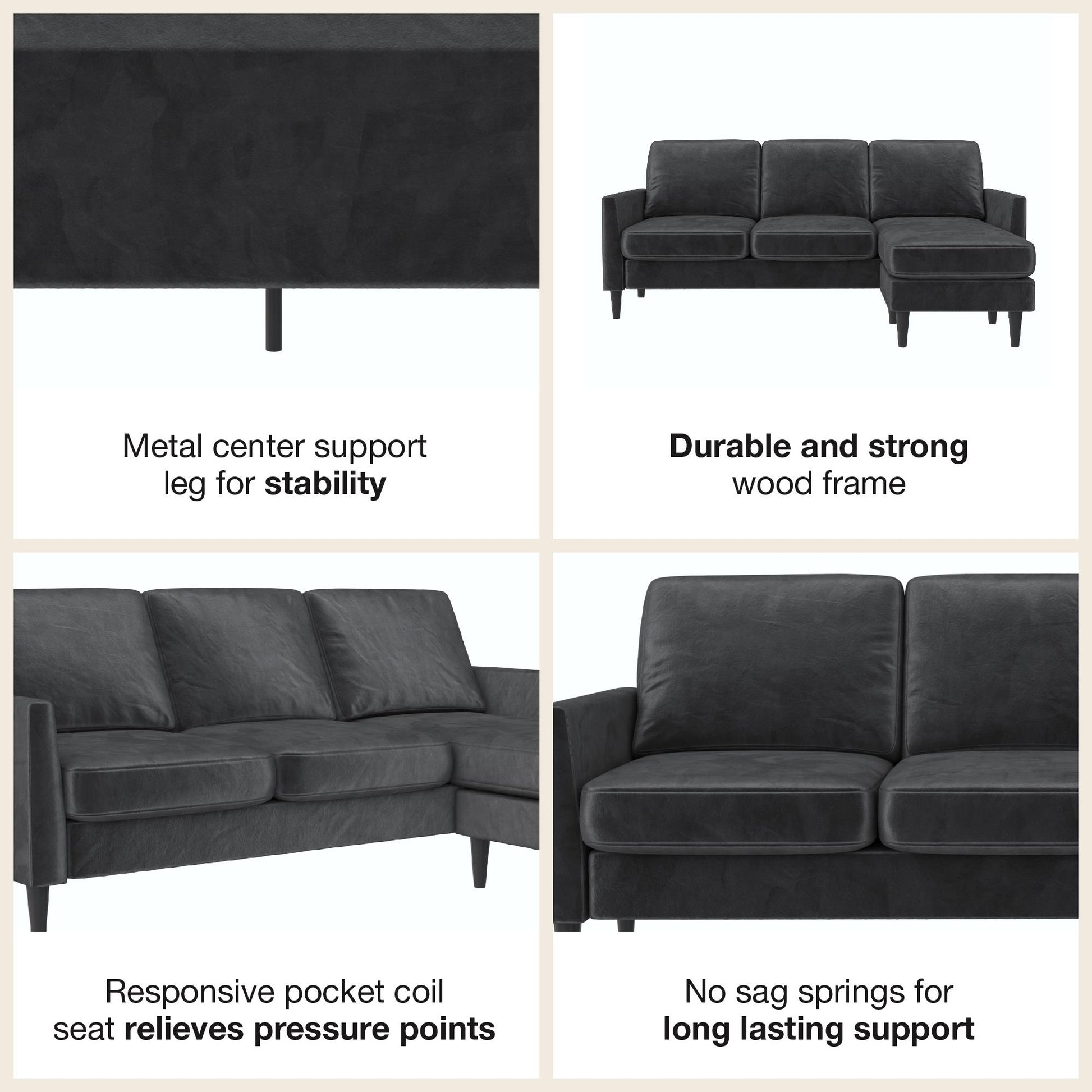 Winston Reversible Sofa Sectional - Dark Gray