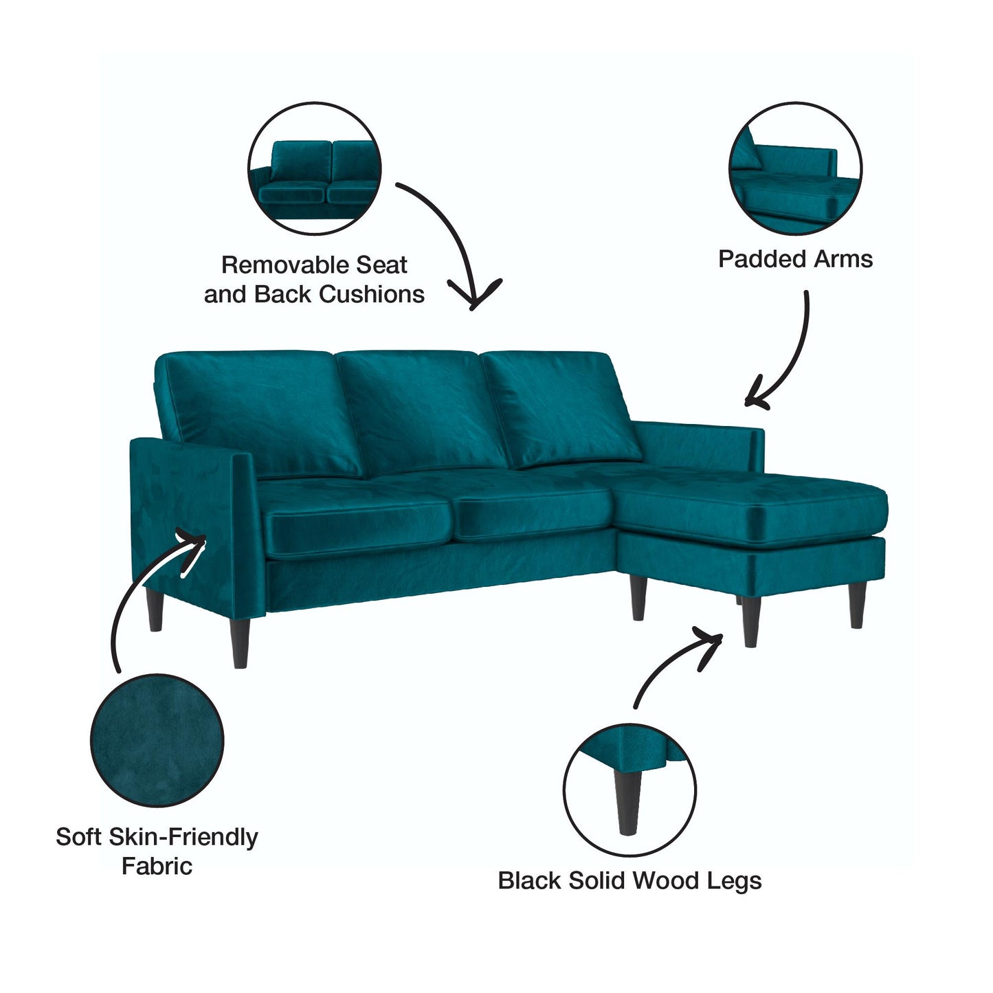 Winston Reversible Sofa Sectional - Green