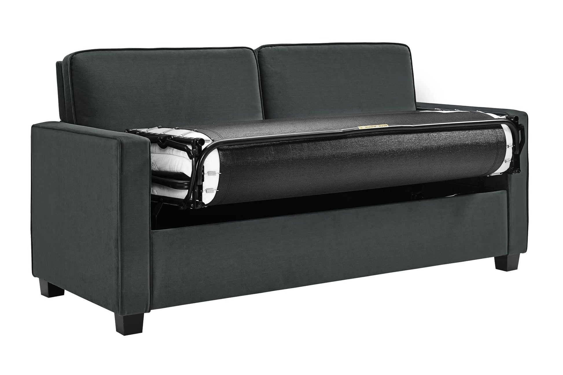 DHP Cooper Loveseat Sofa Sleeper with Full Memory Foam Mattress, Gray Velvet - Gray - Full
