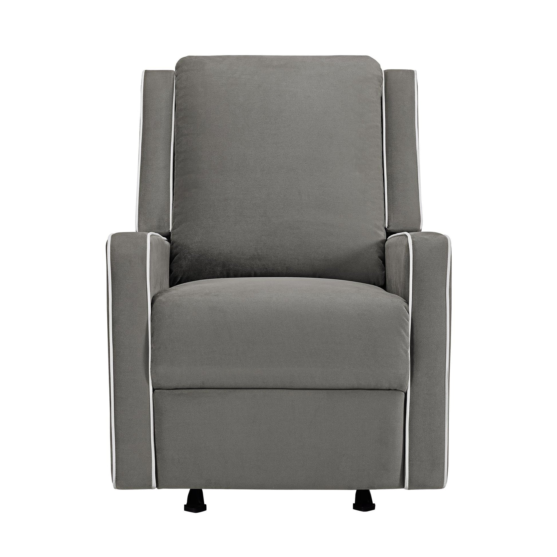 Robyn Upholstered Rocker Recliner Chair with White Trim Detail - Graphite Grey