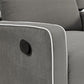 Robyn Upholstered Rocker Recliner Chair with White Trim Detail - Graphite Grey