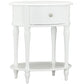 Rowan Valley Laren Oval 1 Drawer Nightstand with Wood Legs - White