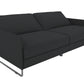 Pembroke Convertible Futon with Armrests and Metal Sleigh Legs - Grey Linen