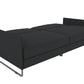 Pembroke Convertible Futon with Armrests and Metal Sleigh Legs - Grey Linen