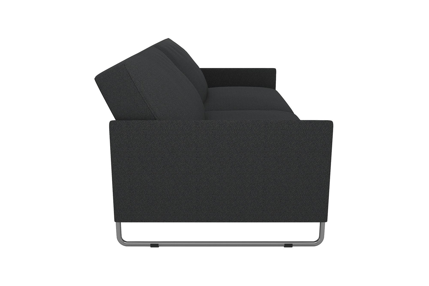 Pembroke Convertible Futon with Armrests and Metal Sleigh Legs - Grey Linen
