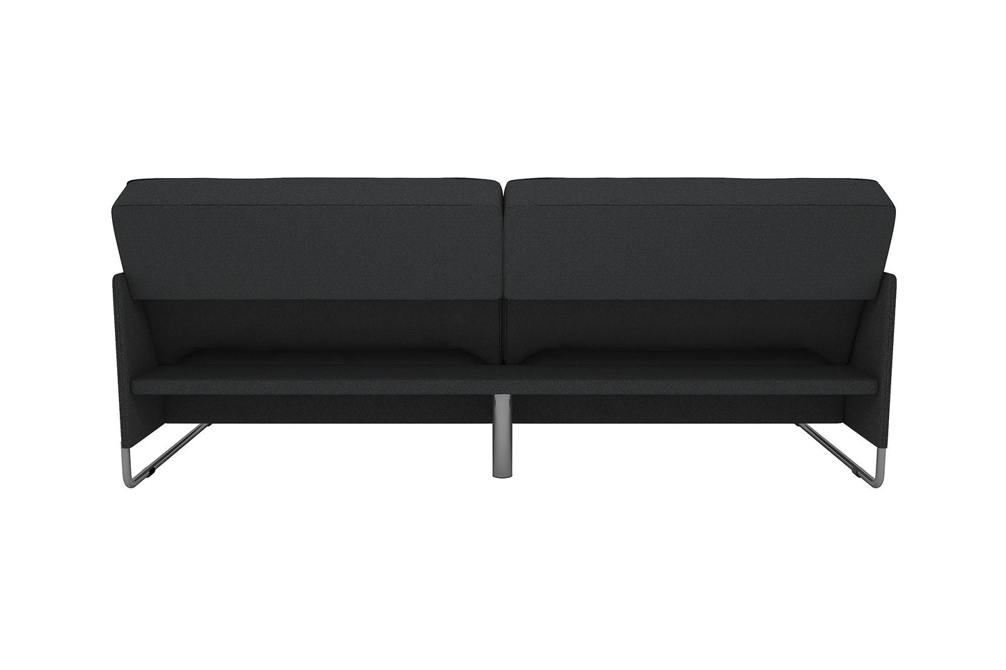 Pembroke Convertible Futon with Armrests and Metal Sleigh Legs - Grey Linen