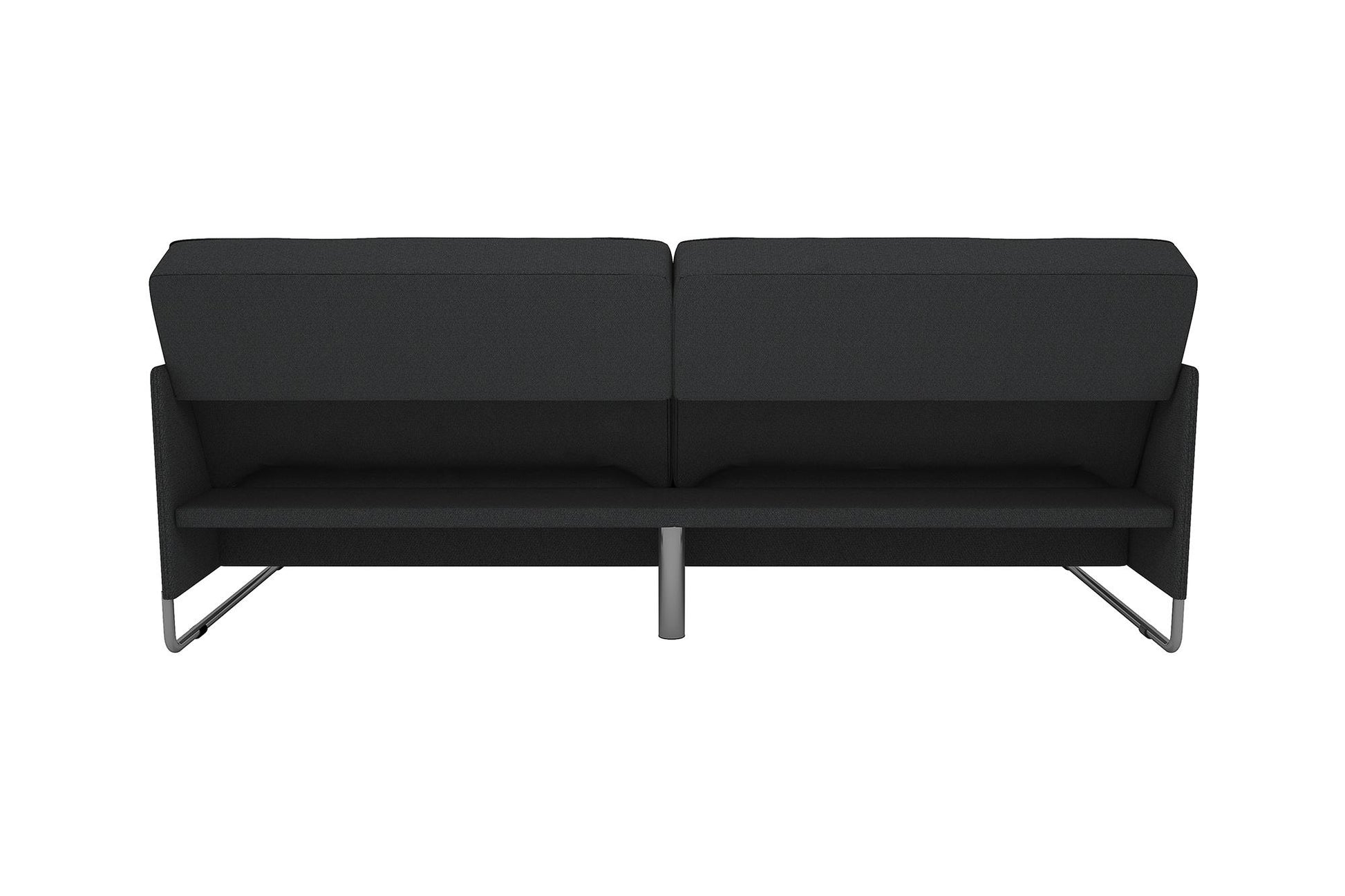 Pembroke Convertible Futon with Armrests and Metal Sleigh Legs - Grey Linen