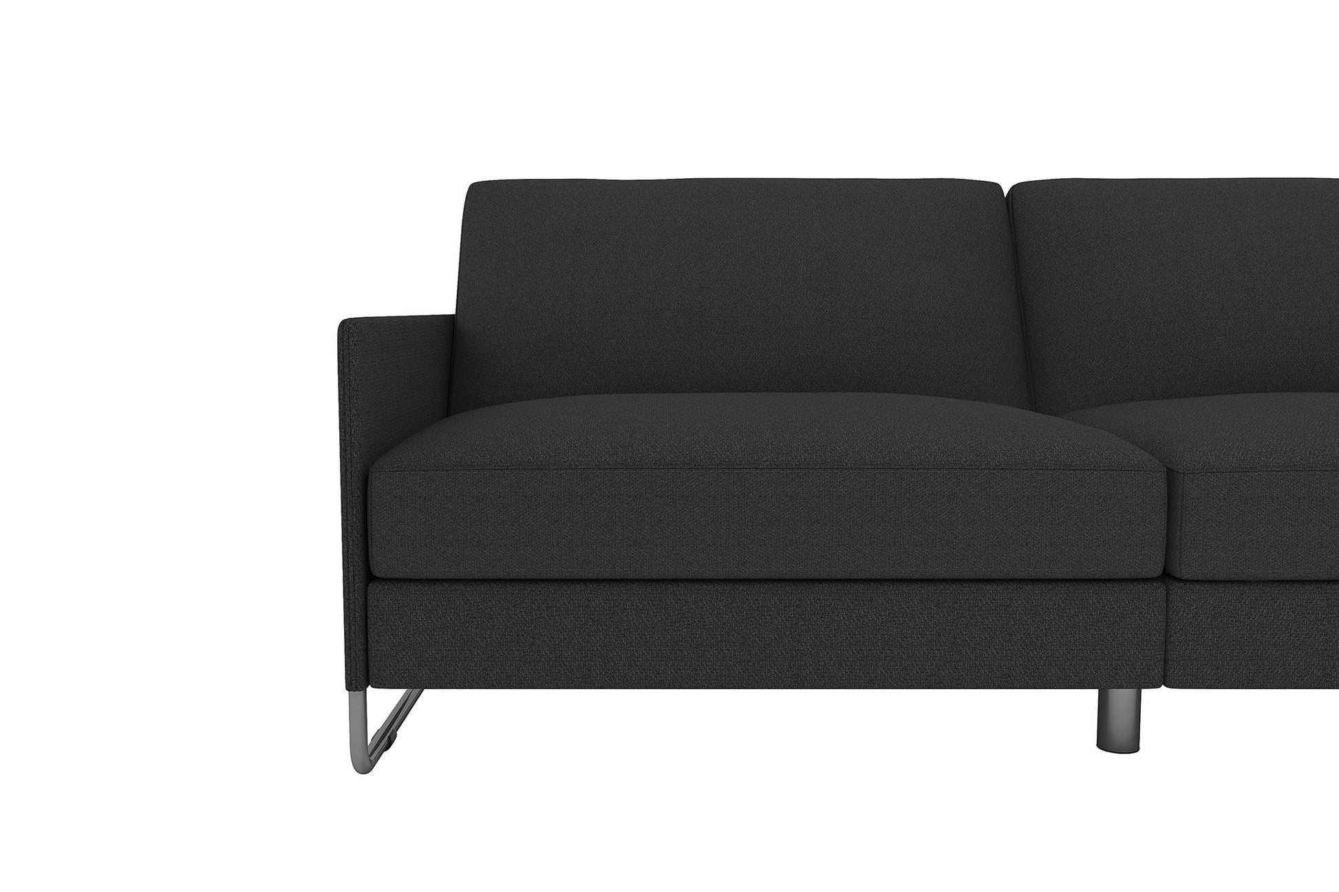 Pembroke Convertible Futon with Armrests and Metal Sleigh Legs - Grey Linen