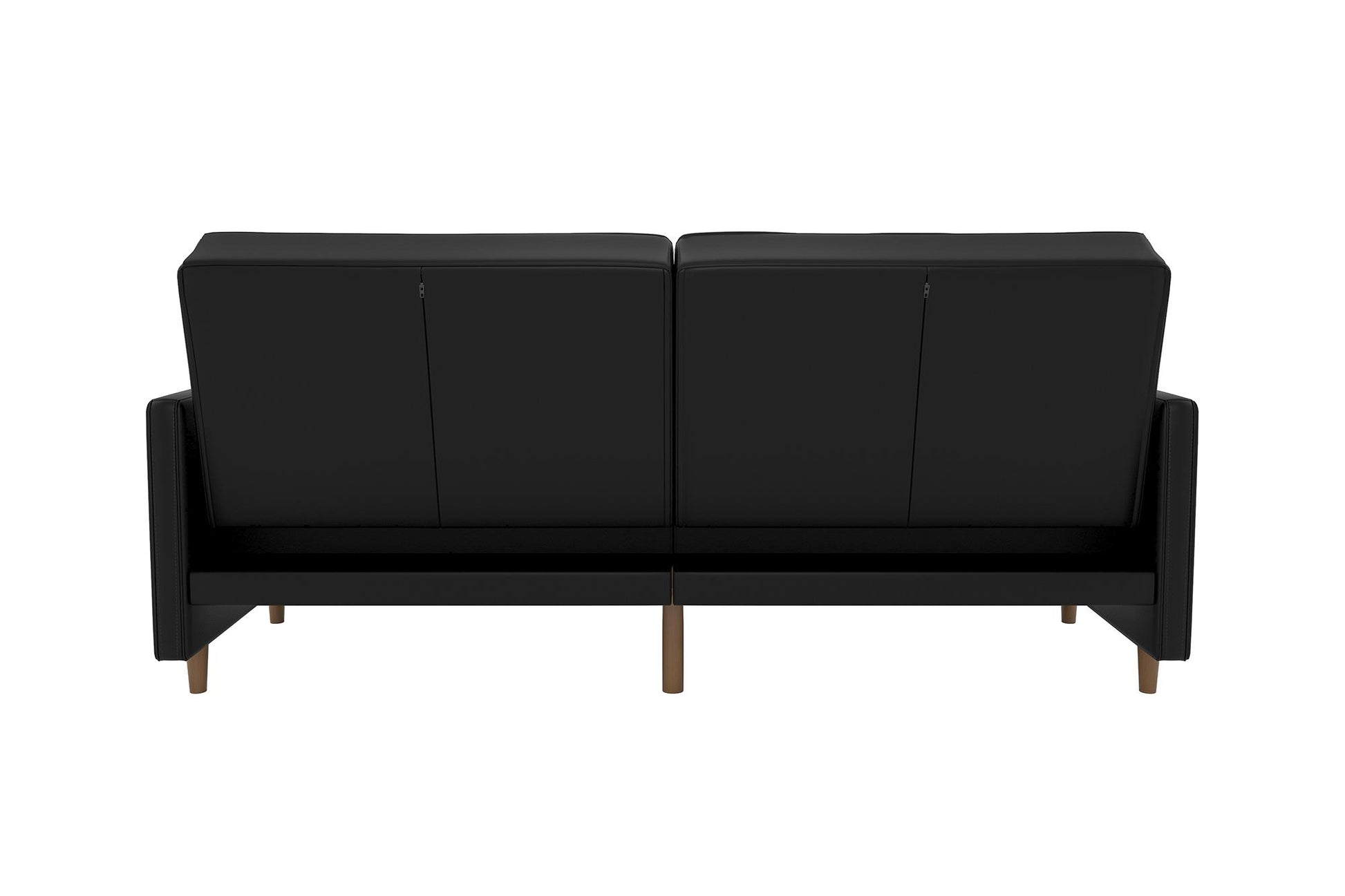 Andora Tufted Upholstered Coil Futon with Wooden Legs - Black Faux Leather