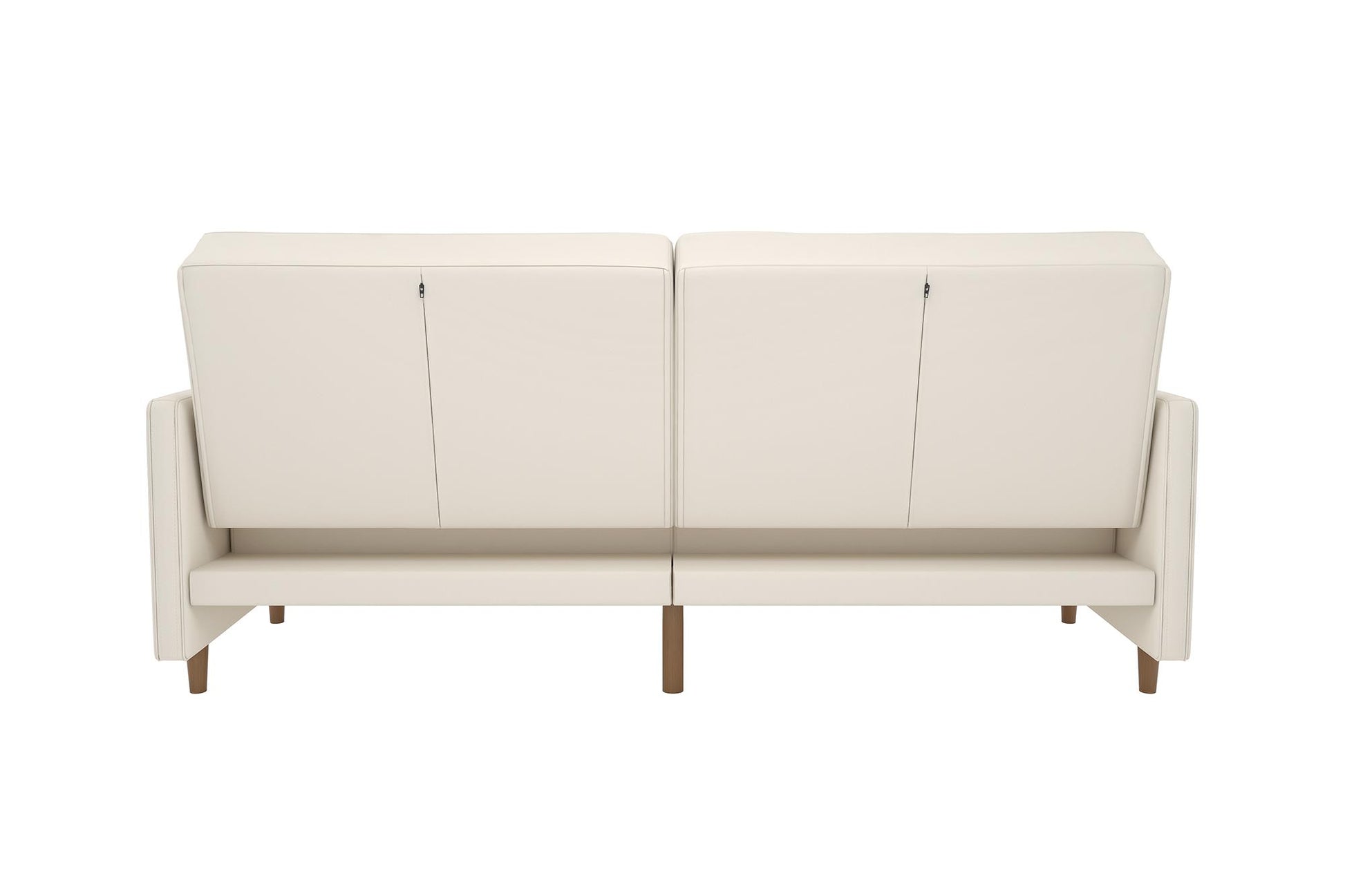 Andora Tufted Upholstered Coil Futon with Wooden Legs - White Faux leather